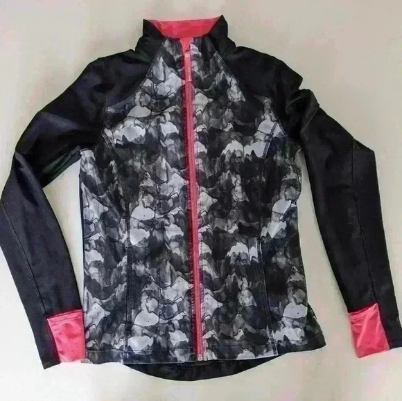 Mondetta, active jacket, vest, black, grey and pink, Sz small, thumbs holes - Picture 2 of 9